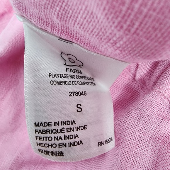 Farm Rio Anthropologie Linen Shorts Women's Small Embroidered Palm Trees Pink‎ - Picture 7 of 7